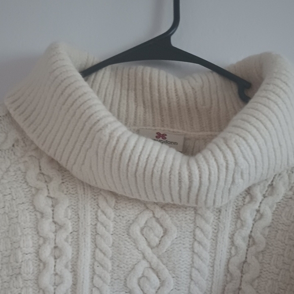 Carraig Donn Women's Medium Vintage Merino Wool Sweater Cream Cable Knit Cowl - Picture 6 of 8